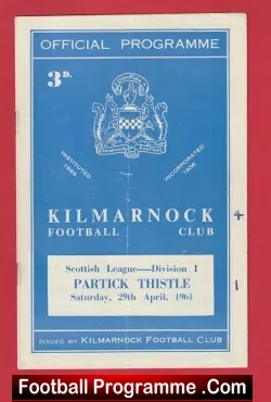 Kilmarnock v Partick Thistle 1961 - Scotand