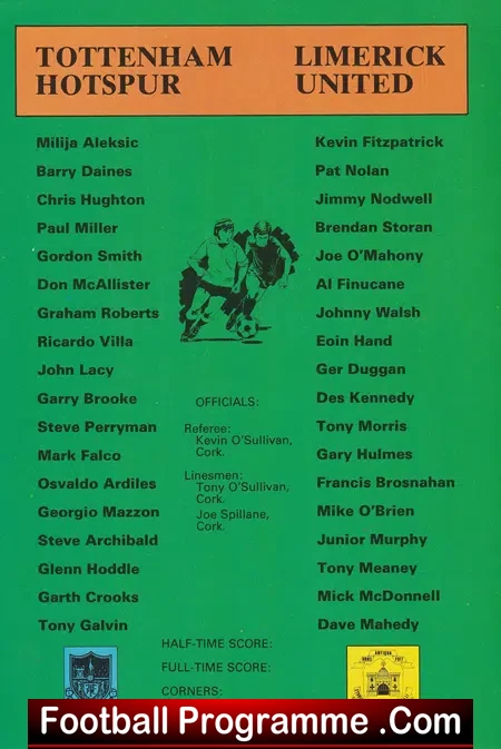 Limerick United v Tottenham 1981 - Friendly Game Ireland