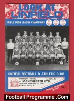 Linfield v Manchester United 1981 - Ireland Friendly Game - football programme