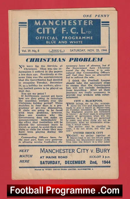 Manchester City v Manchester United 1944 – Man Utd