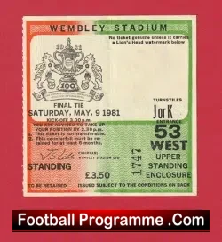 Manchester City v Tottenham 1981 – FA Cup Final Ticket