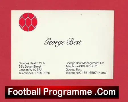 Manchester United George Best Autograph SIGNED Pic Business Card