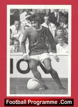 Manchester United George Best Autograph SIGNED Pic Business Card - football programme