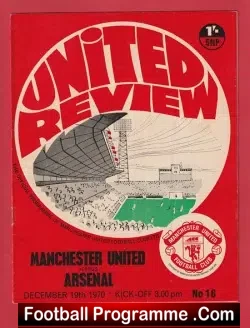 Manchester United v Arsenal 1970 - Man Utd - football programme