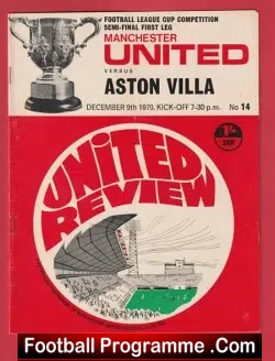 Manchester United v Aston Villa 1970 – Man Utd LC Semi Final