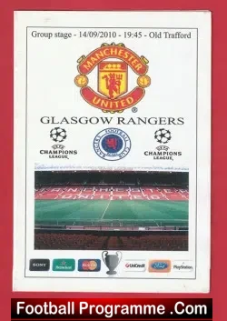 Manchester United v Glasgow Rangers 2010 - Champions Lg Pirate - football programme