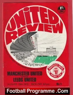 Manchester United v Leeds United 1970 - Man Utd + Token Sheet - football programme