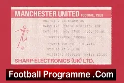 Manchester United v Southampton 1988 – Man Utd Ticket