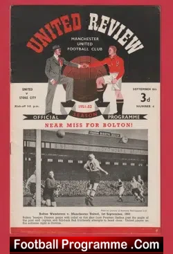 Manchester United v Stoke City 1951 - 1950's Man United - football programme