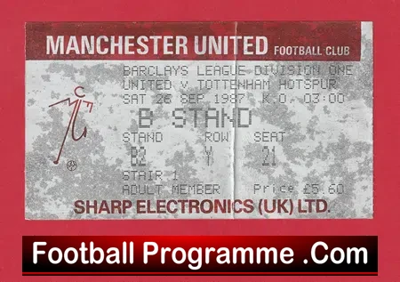 Manchester United v Tottenham 1987 – Football Ticket