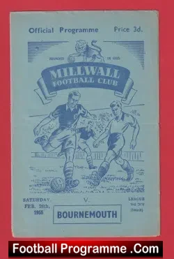 Millwall v Bournemouth 1955 - football programme