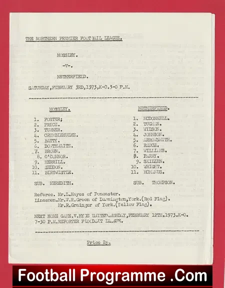Mossley v Netherfield 1973
