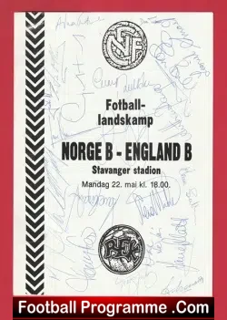 Norway v England 1994 - B Match - Multi Autographed SIGNED - football programme