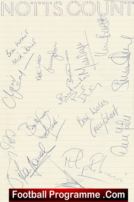 Notts County Multi Autographed SIGNED Sheet 1990