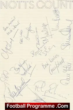 Notts County Multi Autographed SIGNED Sheet 1990
