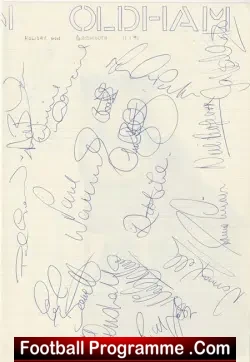 Oldham Athletic Football Club Multi Autographed SIGNED Sheet 91 - football programme
