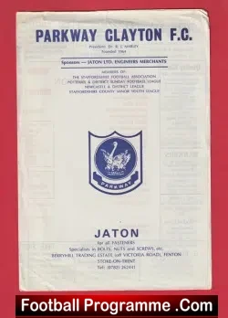 Parkway Clayton v Port Vale 1982 - football programme