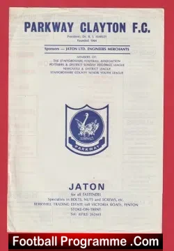 Parkway Clayton v Stoke City 1982 - football programme