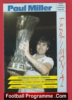 Paul Miller Testimonial Benefit Match Tottenham Hotspur SIGNED