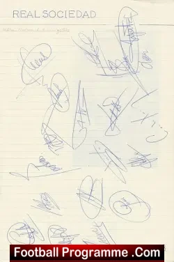 Real Sociedad Football Club Multi Autographed SIGNED Sheet 1991 - football programme