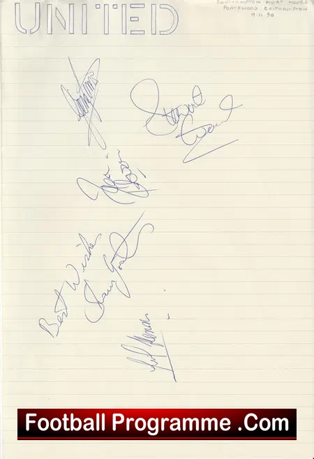 Rotherham United Multi Autographed SIGNED Sheet 1990