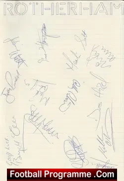 Rotherham United Multi Autographed SIGNED Sheet 1990 - football programme