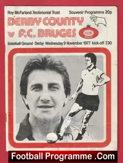Roy McFarland Testimonial Benefit Match Derby County 1977 SIGNED