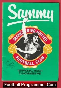 Sammy McIlroy Testimonial Benefit Match SIGNED + Pics 1981 - football programme
