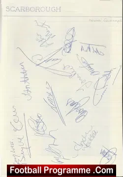 Scarborough Football Club Multi Autographed SIGNED Sheet 1991 - football programme