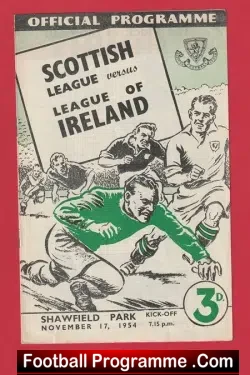 Scottish League v Irish League 1954 - at Shawfield Park - football programme
