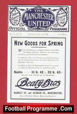 Sheffield United v Chelsea 1915 - FA Cup Final at Old Trafford - football programme