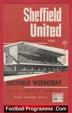 Sheffield United v Sheffield Wednesday 1967 - football programme