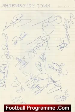 Shrewsbury Town Football Club Multi Autographed SIGNED Sheet 91 - football programme