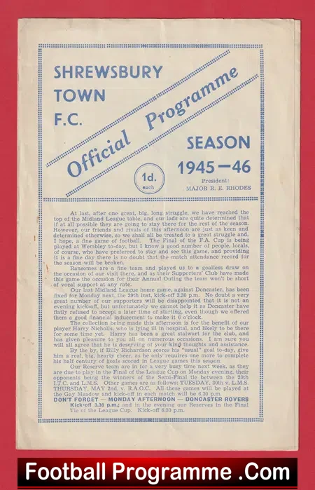 Shrewsbury Town v Ransome Marles 1946 - 1940s