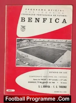 SL Benfica v FC Tirsense 1968 - Portugal - football programme