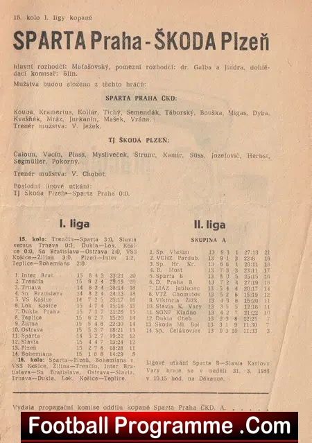 Sparta Prague v Plezen 1968 - Czech Republic