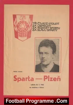 Sparta Prague v Plezen 1968 - Czech Republic - football programme
