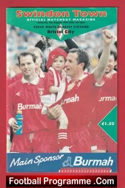 Steve White Testimonial Benefit Match Swindon Town 1993 - SIGNED - football programme