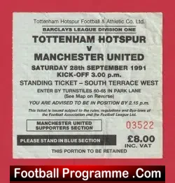 Tottenham Hotspur v Manchester United 1991 – Match Ticket