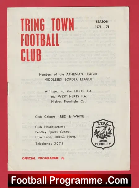 Tring Town v West Ham United 1975 -Official Oppening Floodlights