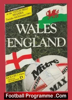 Wales v England 1991 – Multi Autographed SIGNED