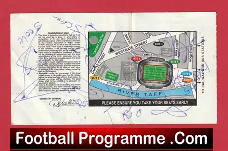 Wales v England 2005 - Multi SIGNED Ticket + Giggs + Rio Etc