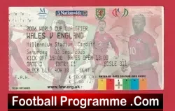 Wales v England 2005 - Multi SIGNED Ticket + Giggs + Rio Etc - football memorabilia