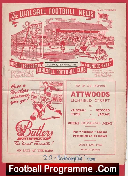 Walsall v Northampton Town 1956