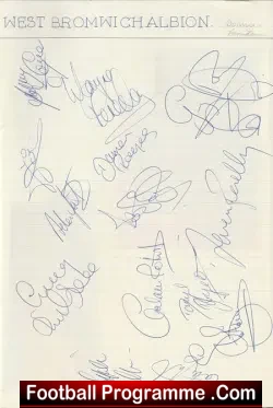 West Bromwich Albion Football Club Multi SIGNED Sheet WBA 91 - football programme