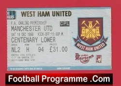 West Ham United v Manchester United 1999 – Match Ticket