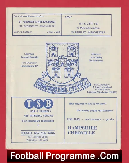 Winchester City v Cowes 1970s