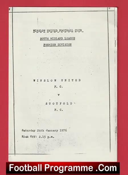 Winslow United v Stotfold 1976