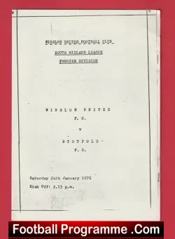 Winslow United v Stotfold 1976 - football programme