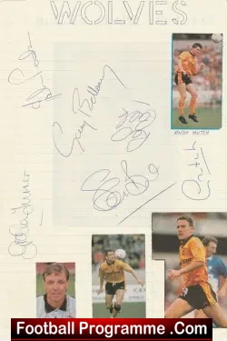 Wolves Football Club Multi Autographed SIGNED Sheet 1990 - football programme